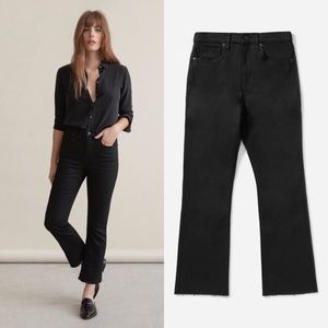 Everlane Black High Rise Kick Crop Jeans w Raw Hem